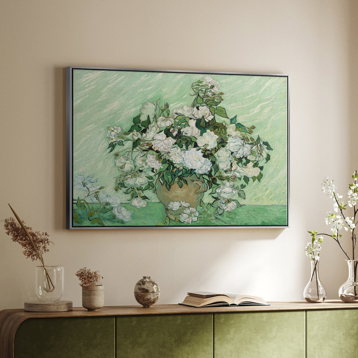 Roses, 1890 - Floater Framed Canvas Print