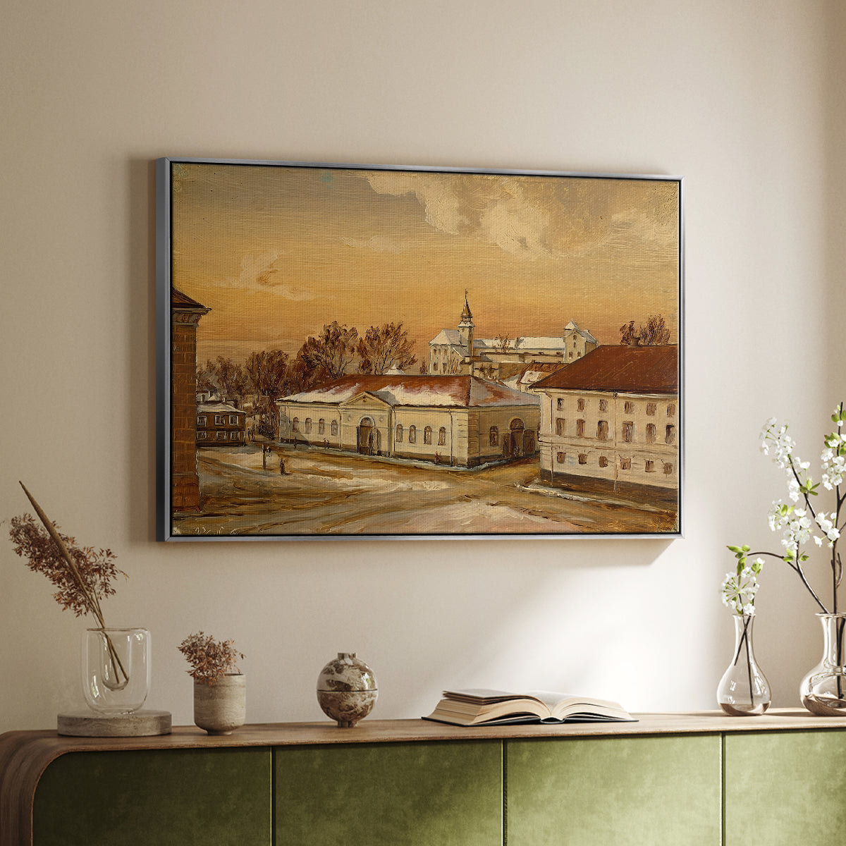The Riding School at Akershus Castle, 1846 - Floater Framed Canvas Print