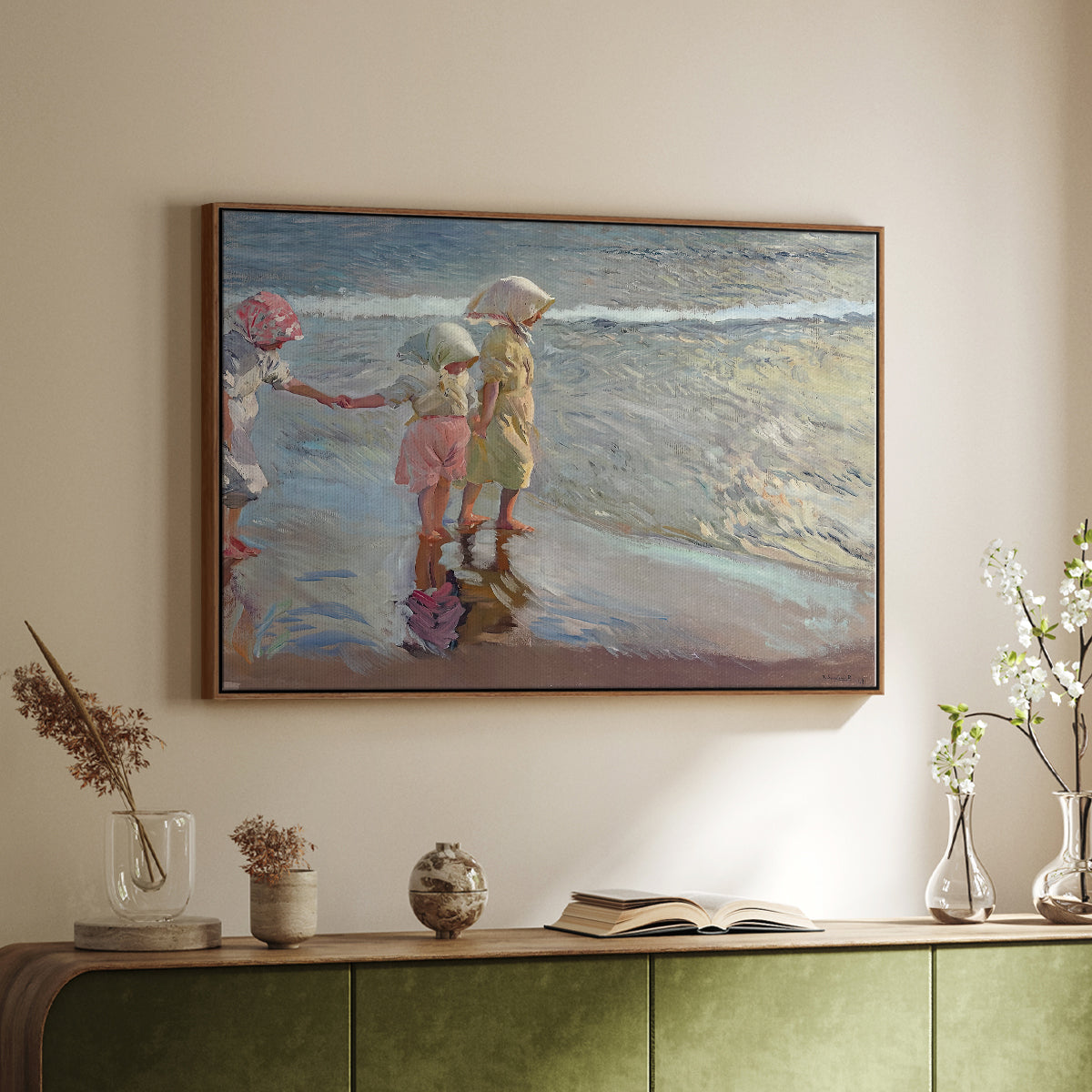 The Three Sisters on the Beach, 1908 - Floater Framed Canvas Print