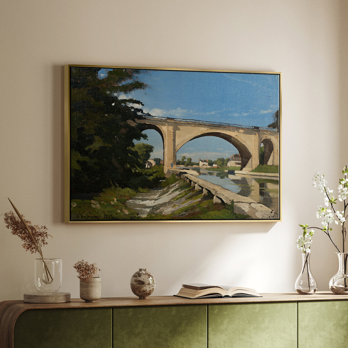 The Railroad Bridge at Briare, 1888 - Floater Framed Canvas Print