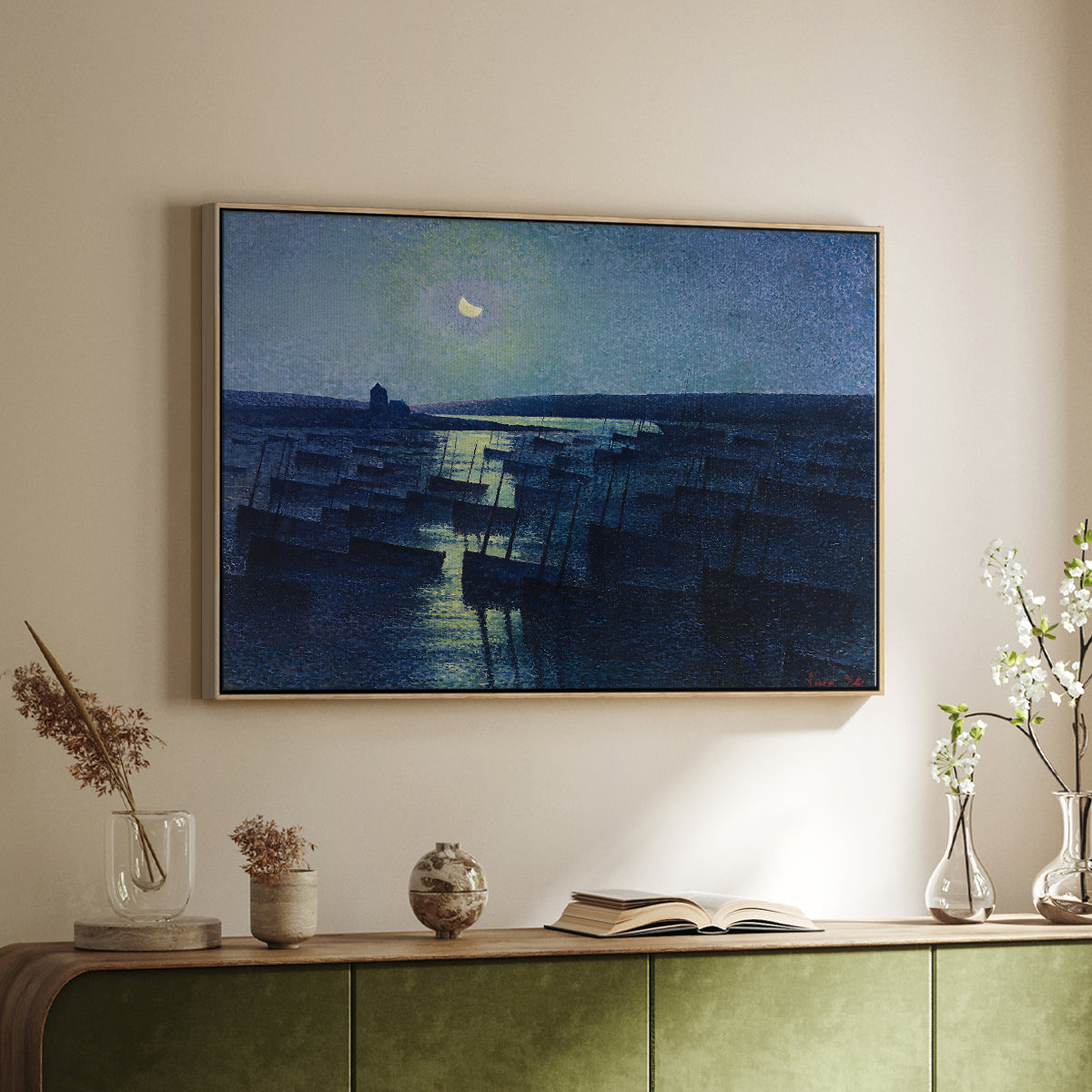 Camaret, Moonlight and Fishing Boats, 1894 - Floater Framed Canvas Print