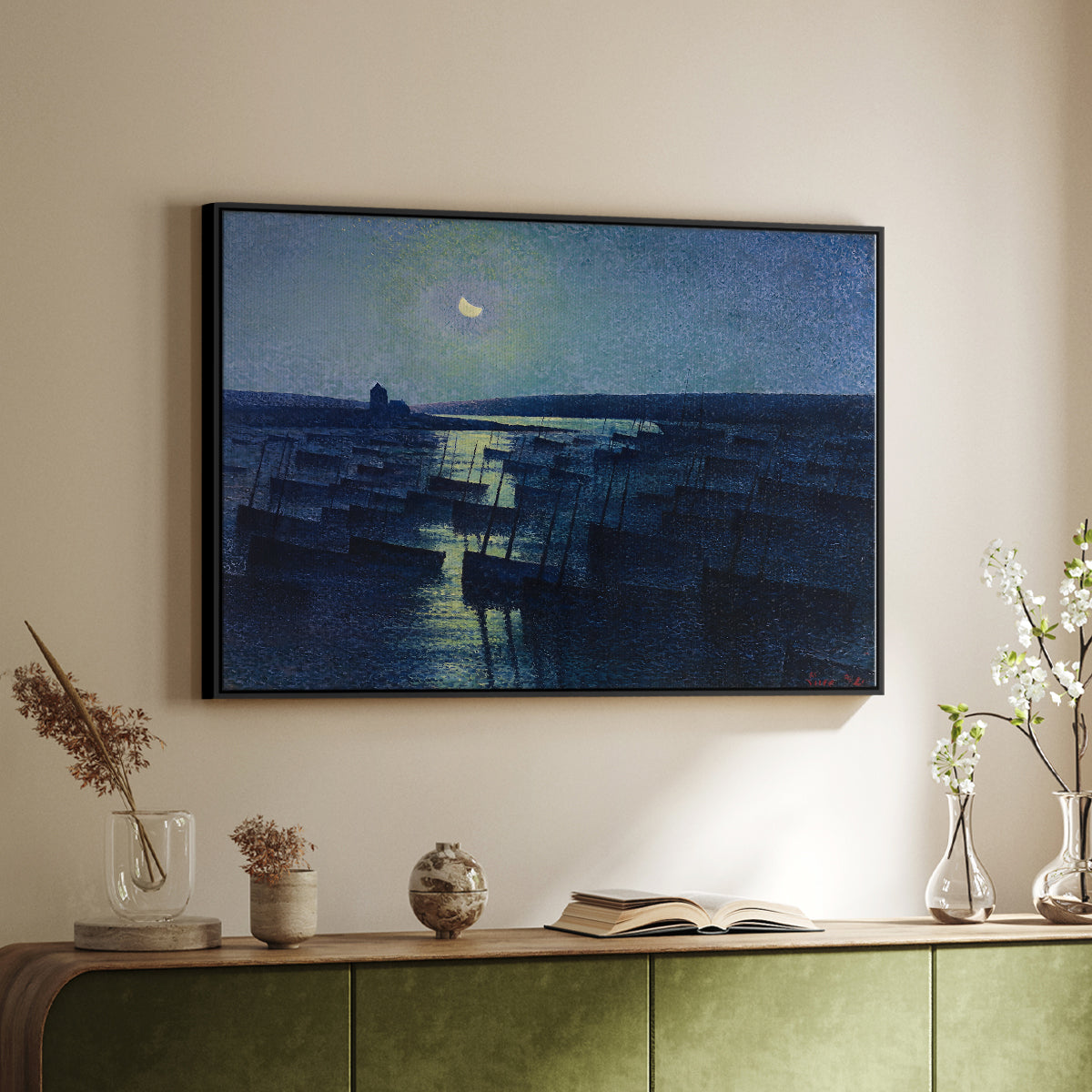 Camaret, Moonlight and Fishing Boats, 1894 - Floater Framed Canvas Print