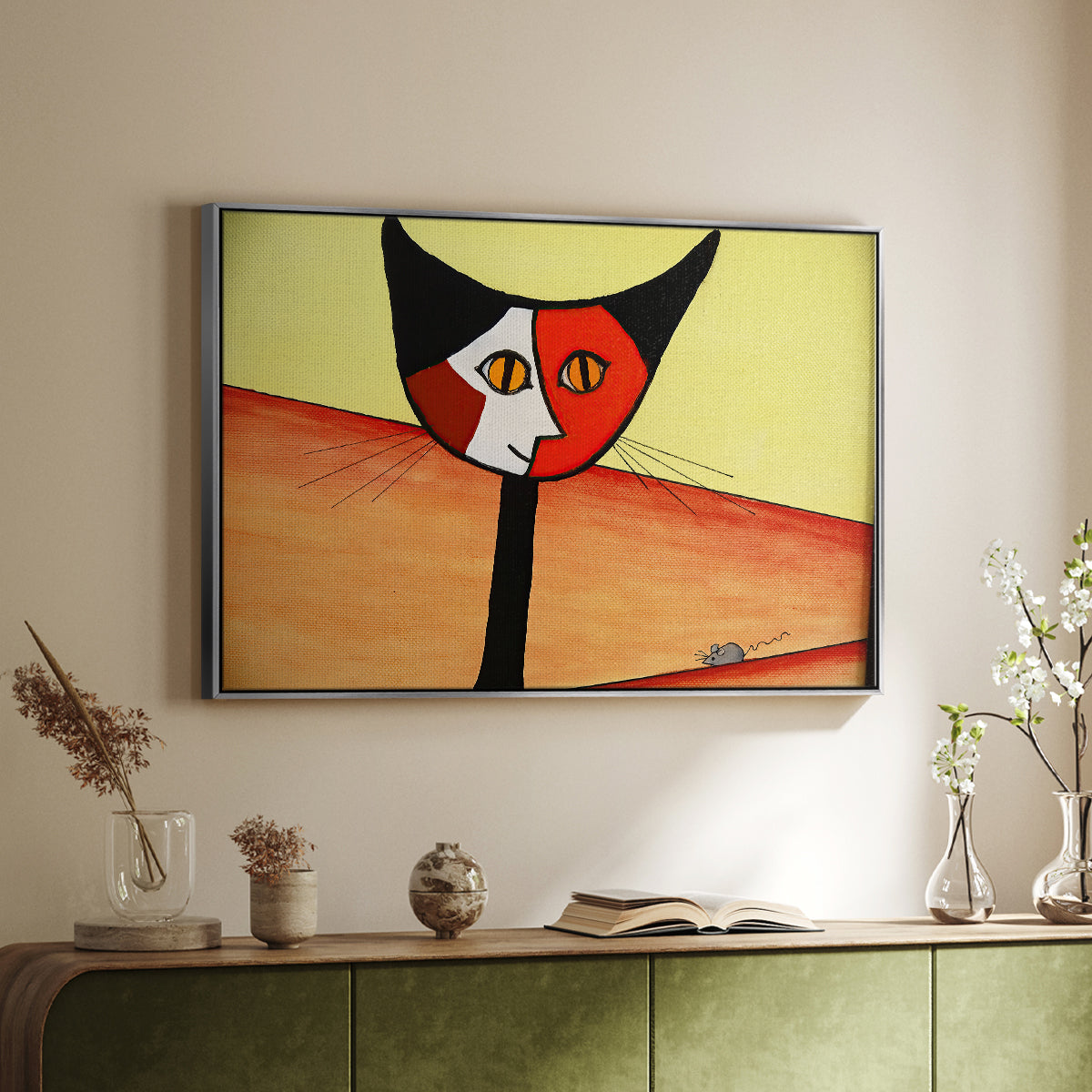 Picasso's Cat–El Gato - Floater Framed Canvas Print