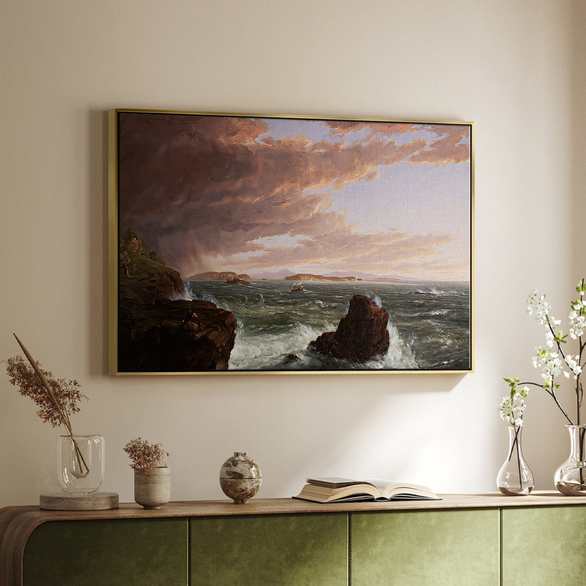 Views Across Frenchman's Bay from Mt. Desert Island, After a Squall, 1845 - Floater Framed Canvas Print