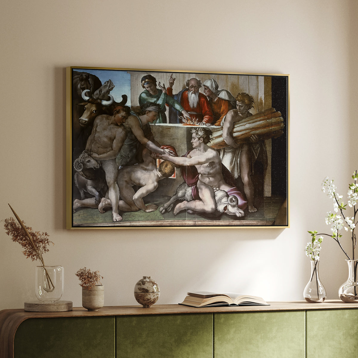 The Sacrifice of Noah (Sistine Chapel), 1509 - Floater Framed Canvas Print