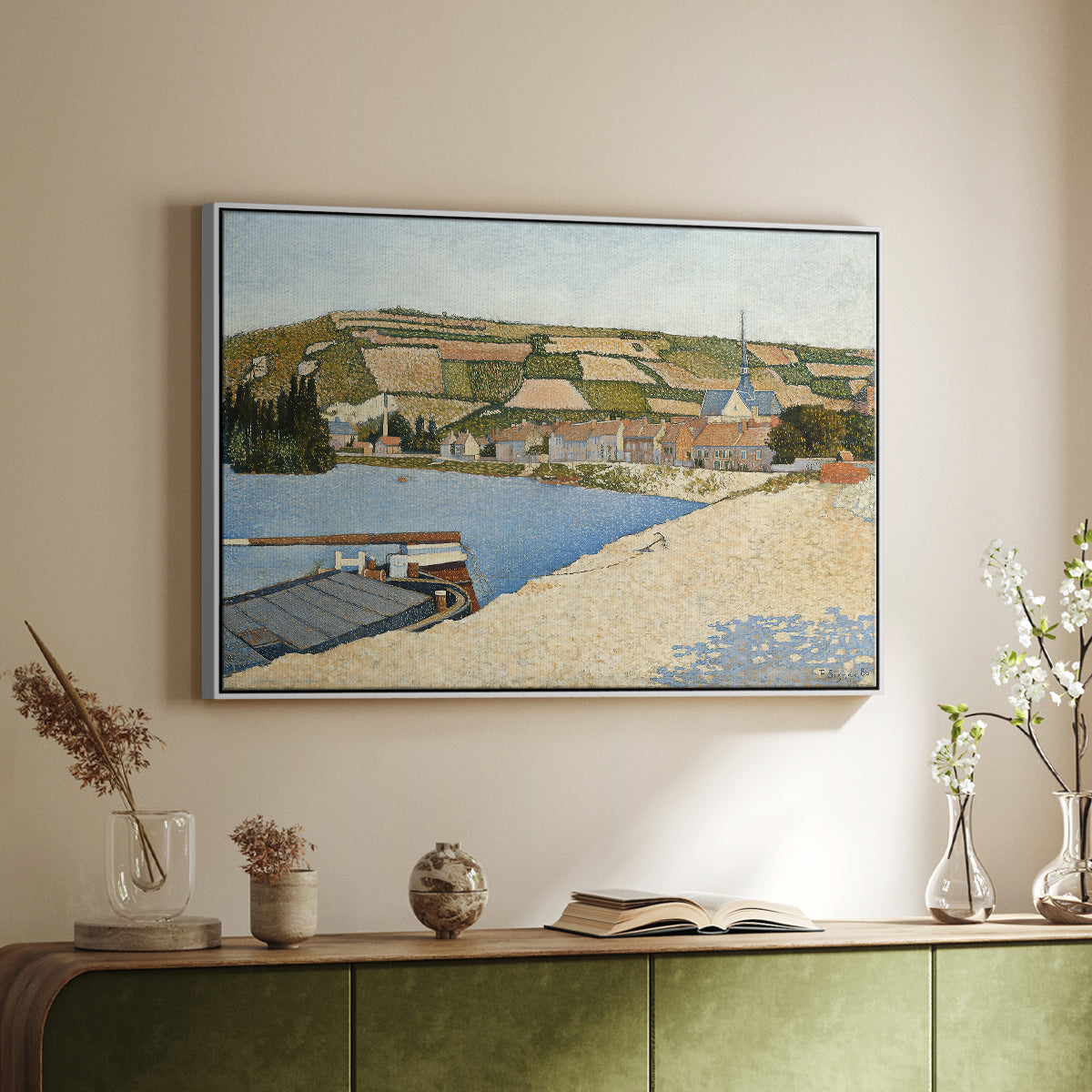 The Riverbank, Les Andelys, 1886 - Floater Framed Canvas Print