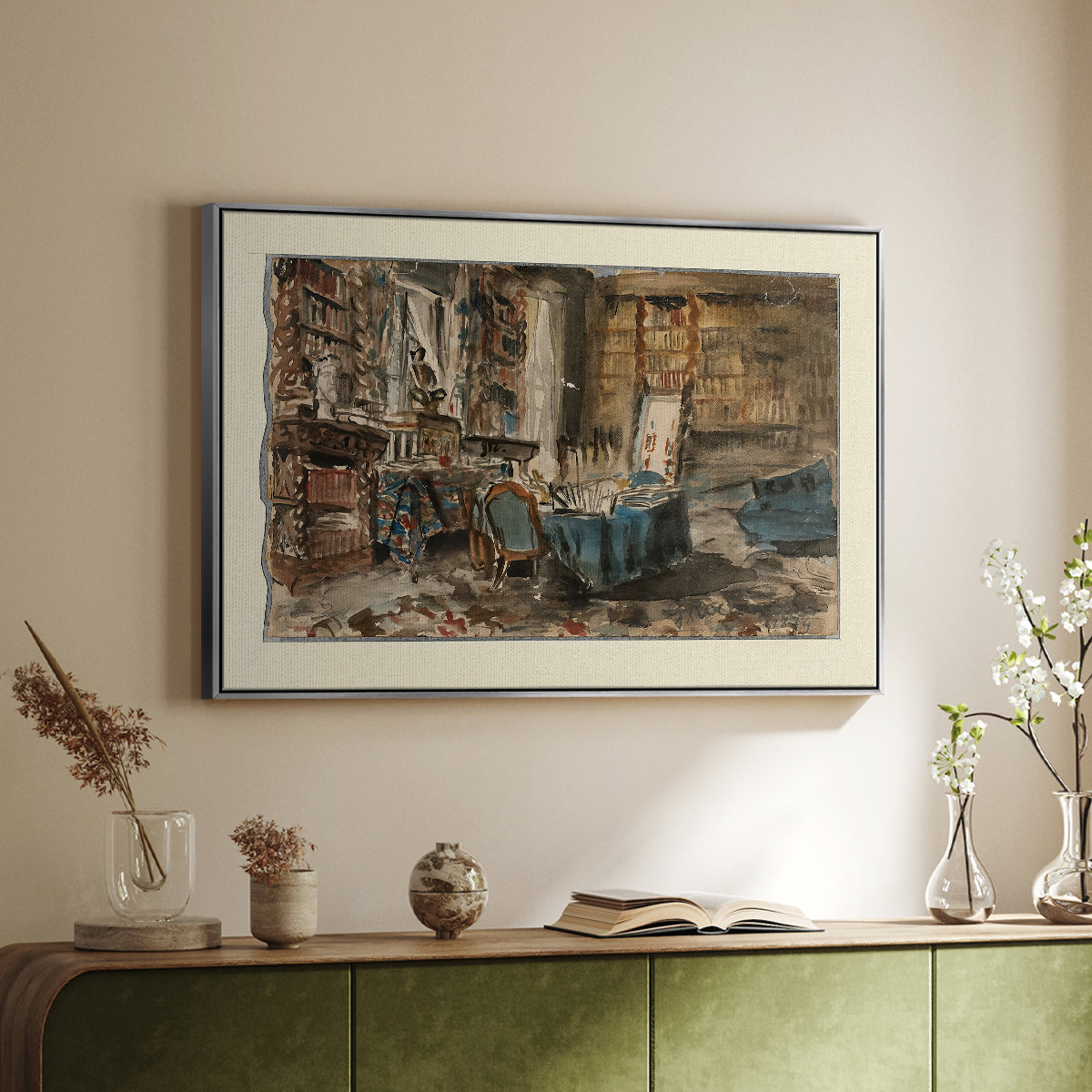 Cabinet de Flaubert à Croisset, 1874 - Floater Framed Canvas Print