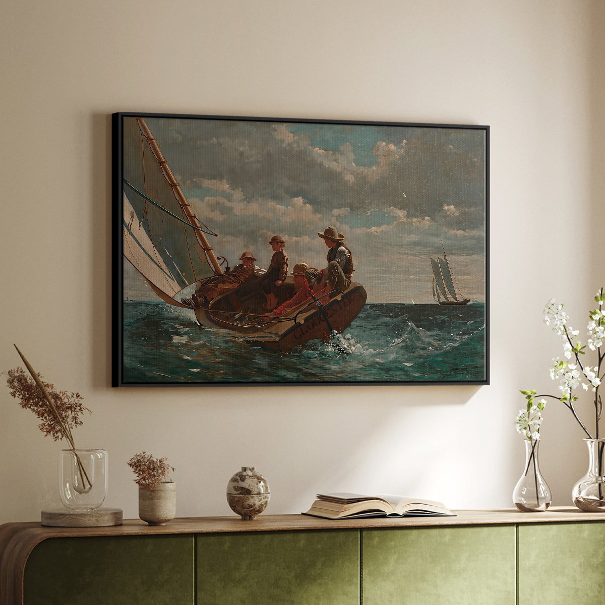 Breezing Up (A Fair Wind), 1873-1876 - Floater Framed Canvas Print