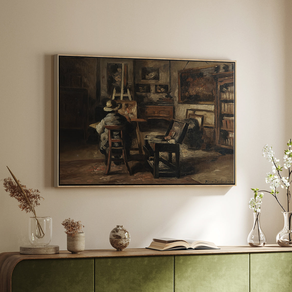 The Studio of Ferdinand De Braekeleer I, Father of the Painter, c. 1873-1885 - Floater Framed Canvas Print