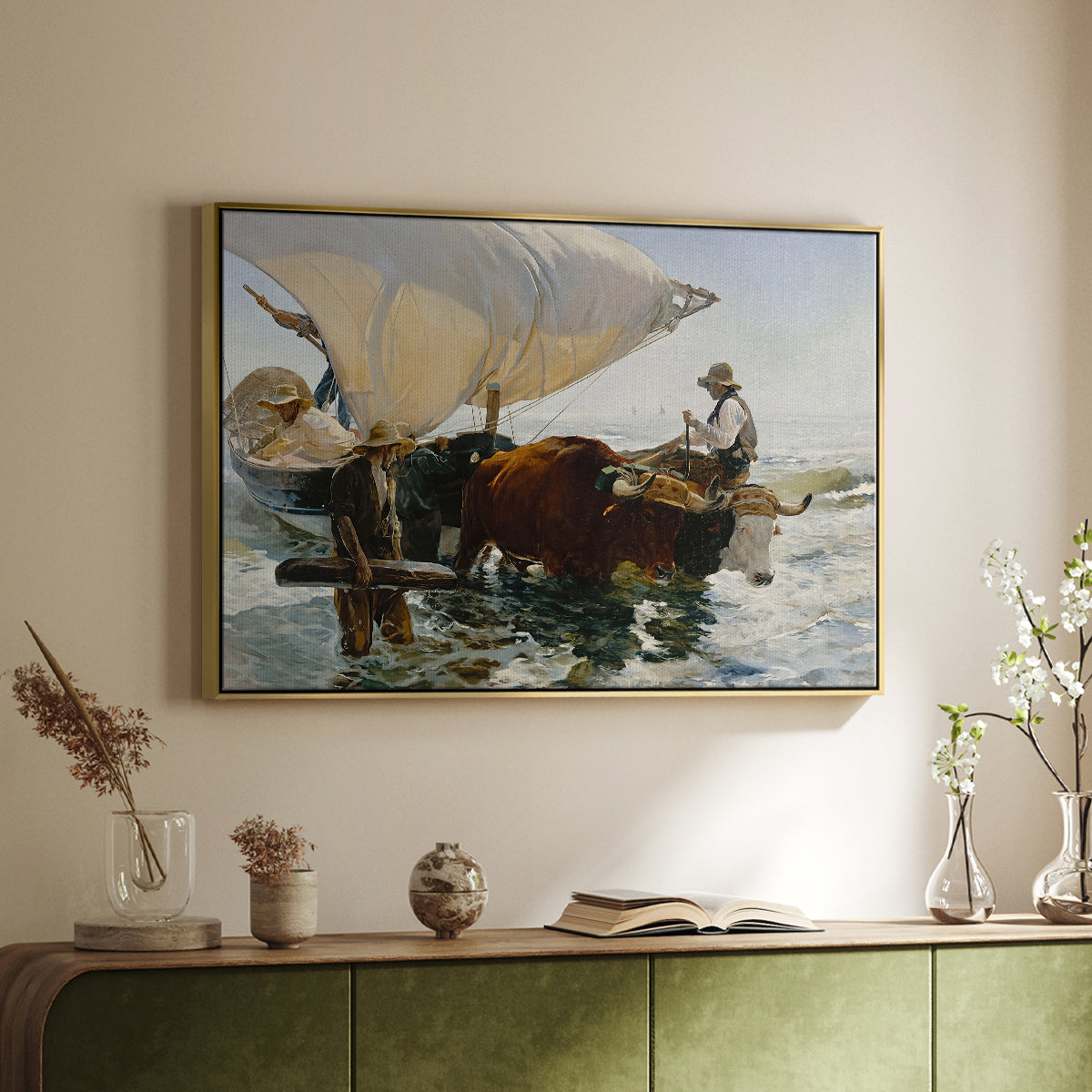 The Return from Fishing: Hauling the Boat, 1894 - Floater Framed Canvas Print