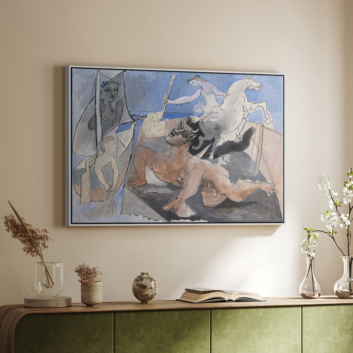 Composition with Minotaur, 1936 - Floater Framed Canvas Print