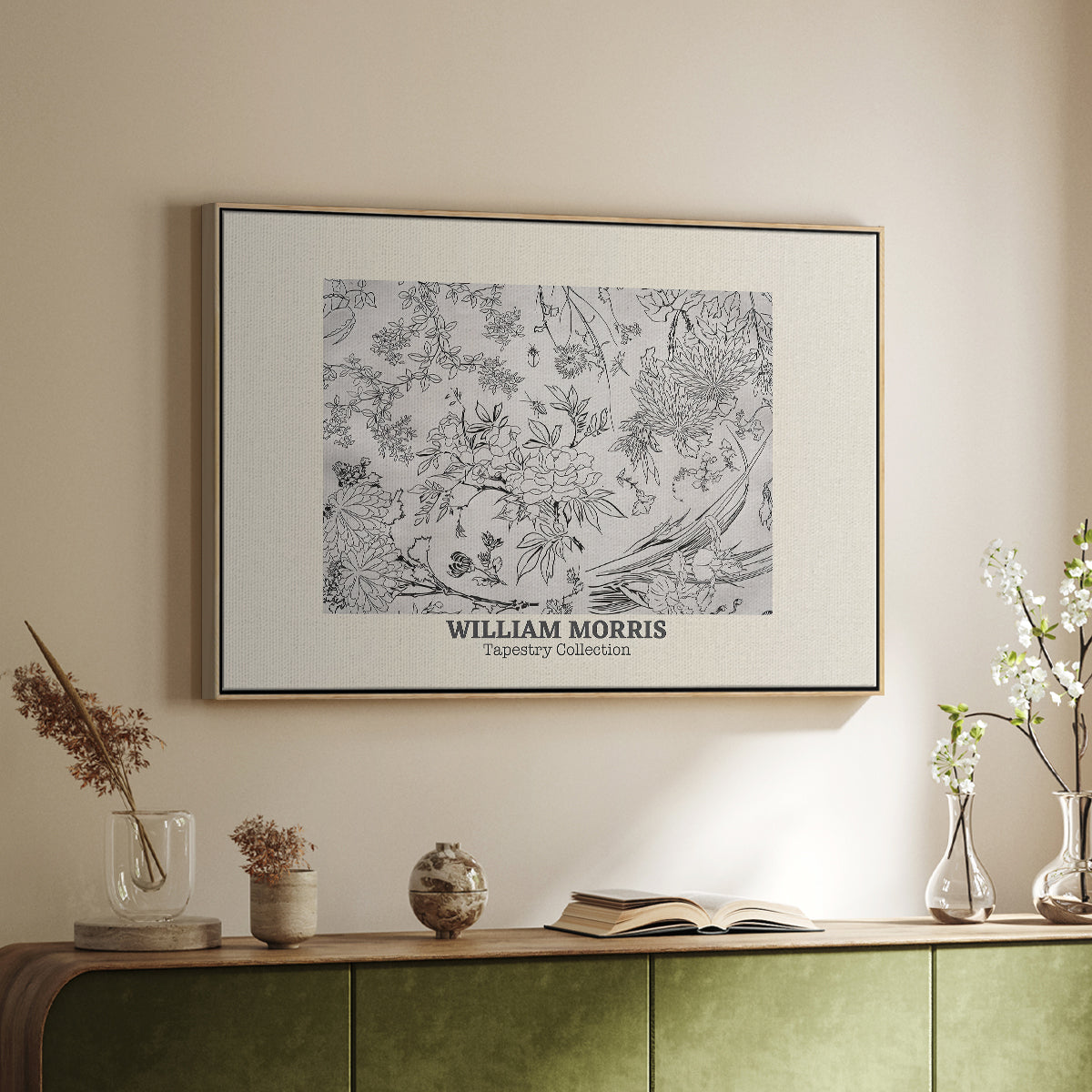 Fleurs, 1866 (Morris Inspired) - Floater Framed Canvas Print