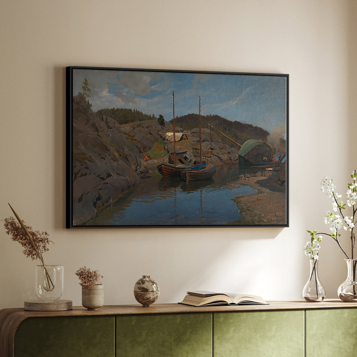 Pilotboats, 1875 - Floater Framed Canvas Print