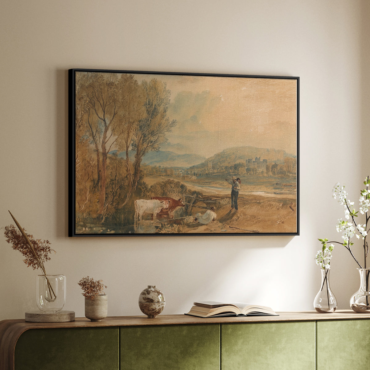 Lulworth Castle, Dorset, c. 1820 - Floater Framed Canvas Print