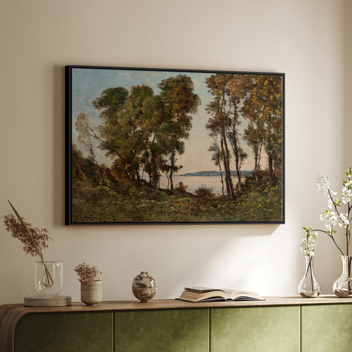 The Banks of the Allier, 1894 - Floater Framed Canvas Print