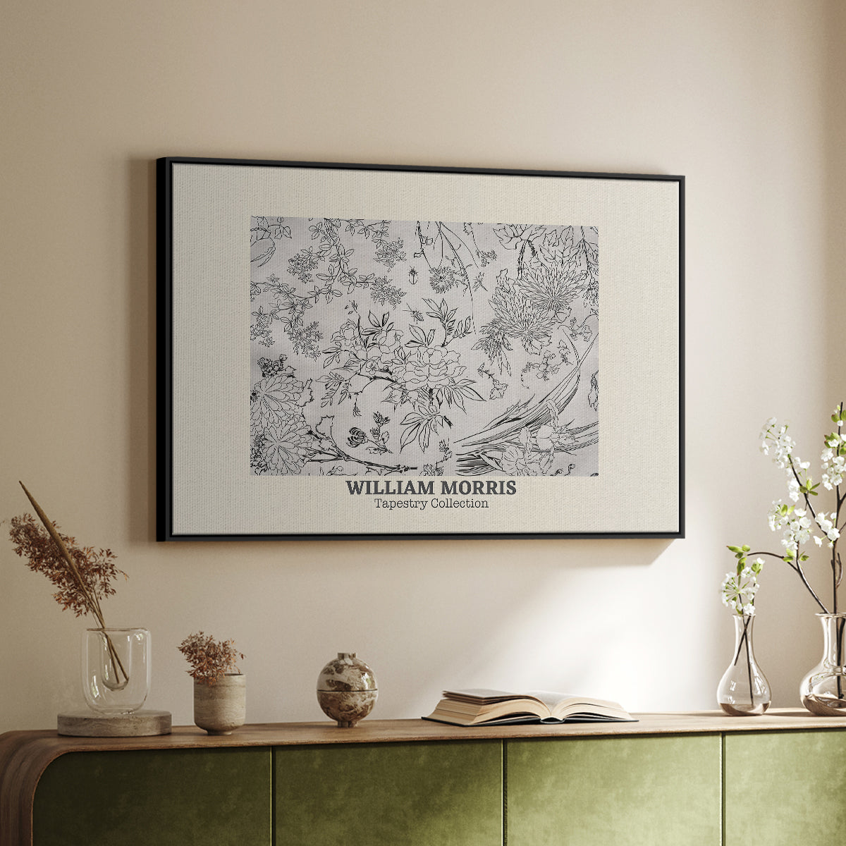 Fleurs, 1866 (Morris Inspired) - Floater Framed Canvas Print