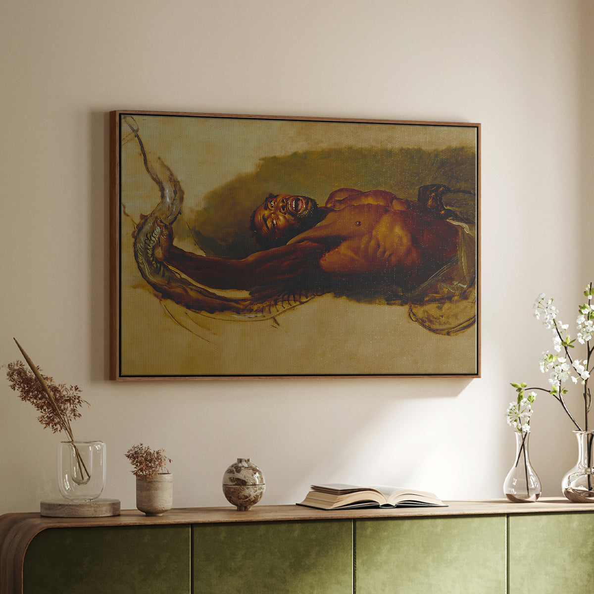 Man Struggling with a Boa Constrictor, c. 1803 - Floater Framed Canvas Print