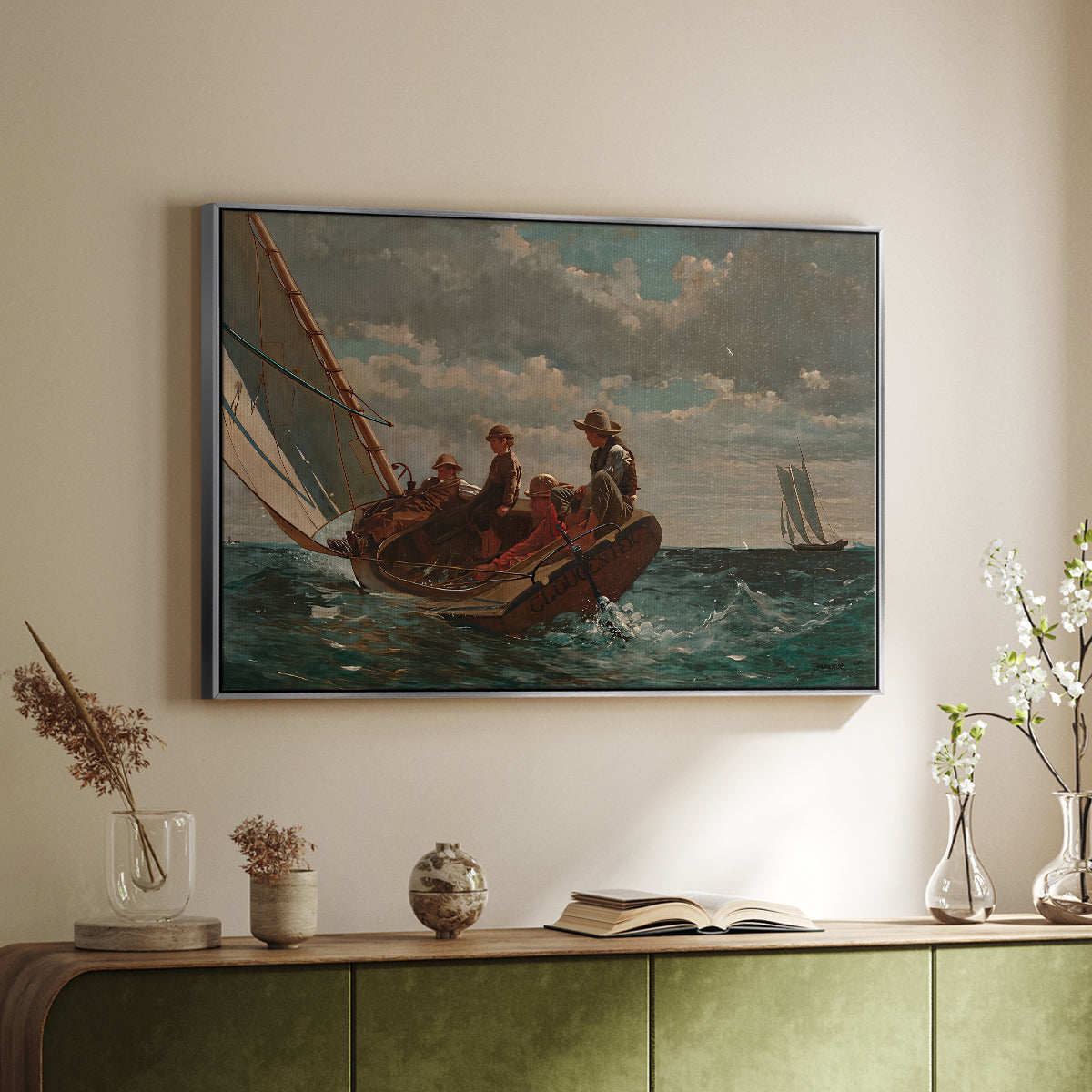 Breezing Up (A Fair Wind), 1873-1876 - Floater Framed Canvas Print