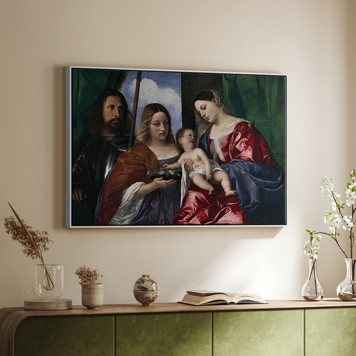 Madonna and Child with Saints Dorothy and George, c. 1516 - Floater Framed Canvas Print