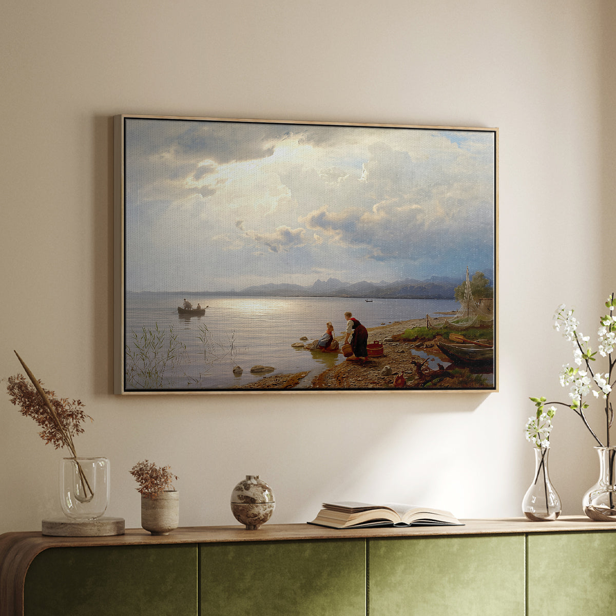 On the Banks of the Chiemsee, 1871 - Floater Framed Canvas Print