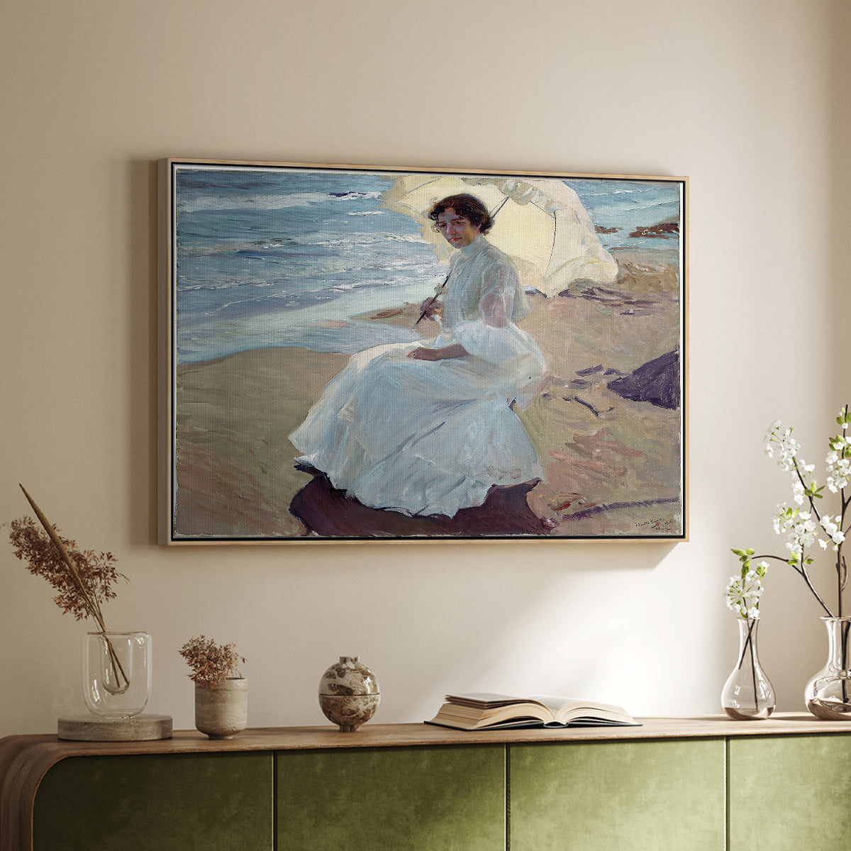 Clotilde on the Beach, 1904 - Floater Framed Canvas Print