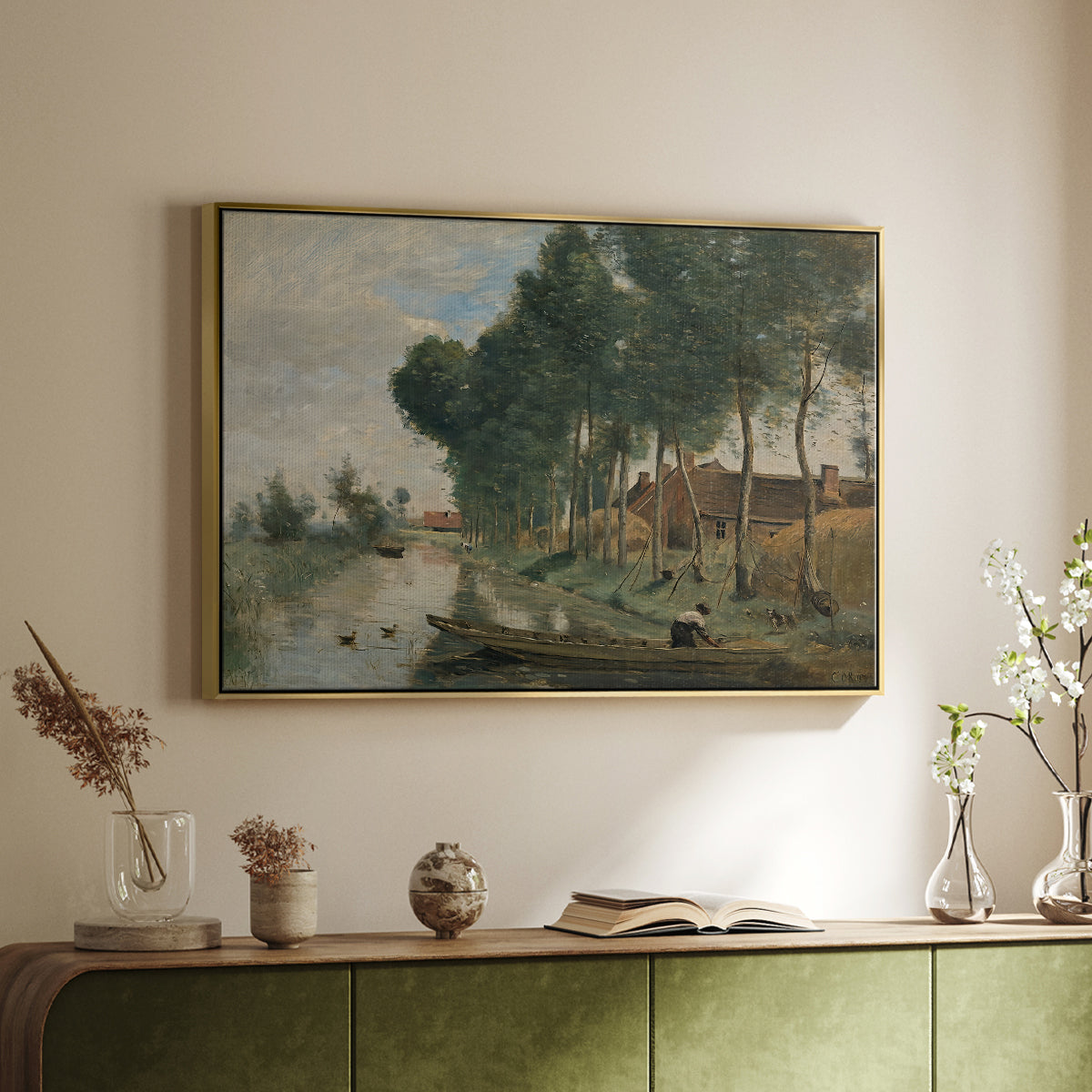Landscape at Arleux-du-Nord, c. 1871-1874 - Floater Framed Canvas Print