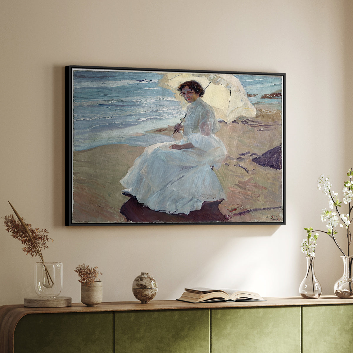 Clotilde on the Beach, 1904 - Floater Framed Canvas Print