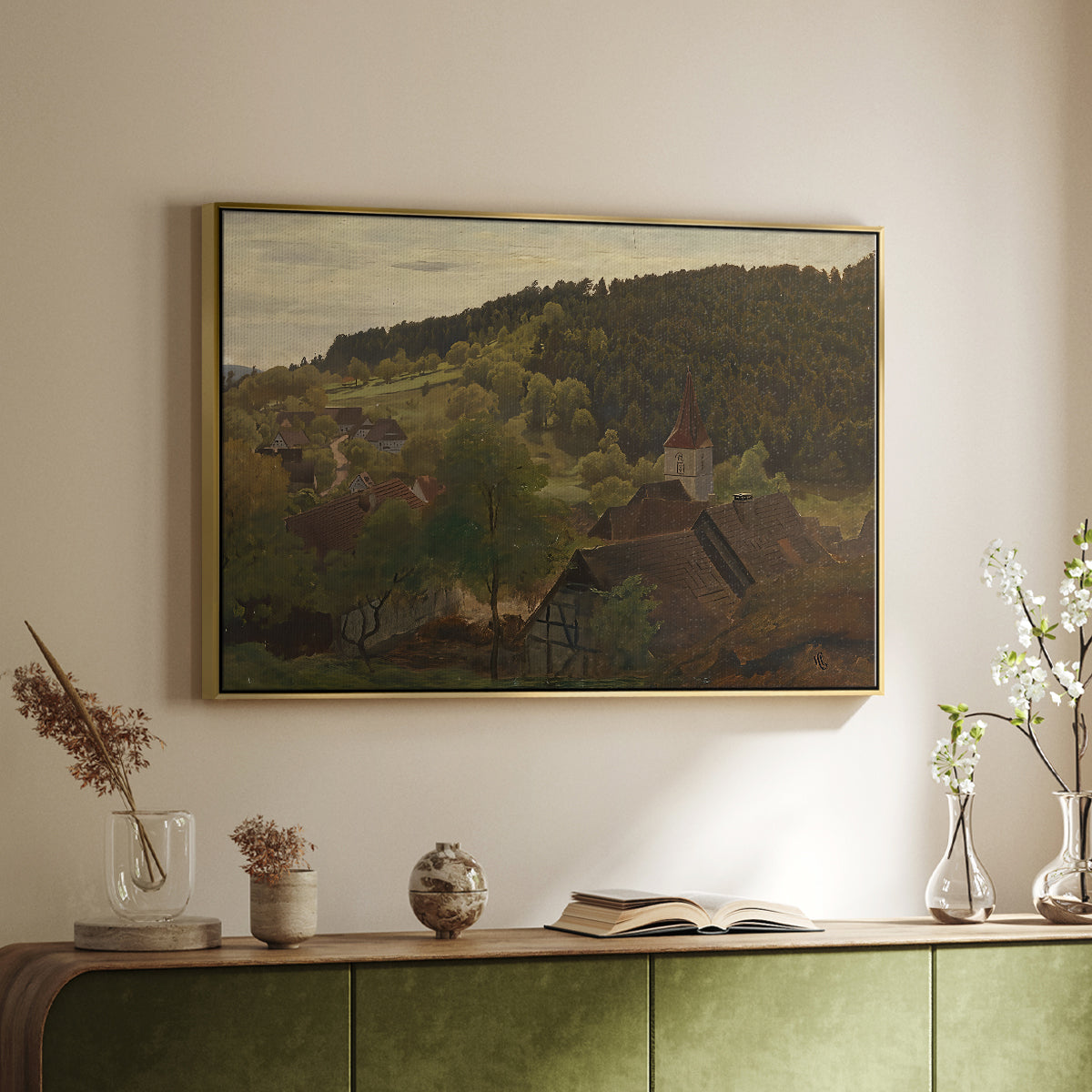 Landscape from Ebersteinburg in Baden, 1876 - Floater Framed Canvas Print