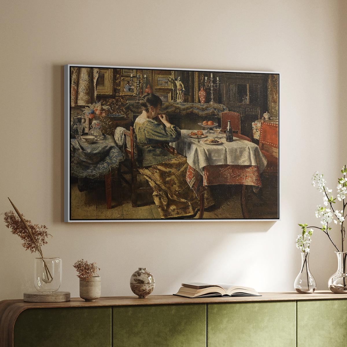 The Meal (De maaltijd), c. 1885 - Floater Framed Canvas Print