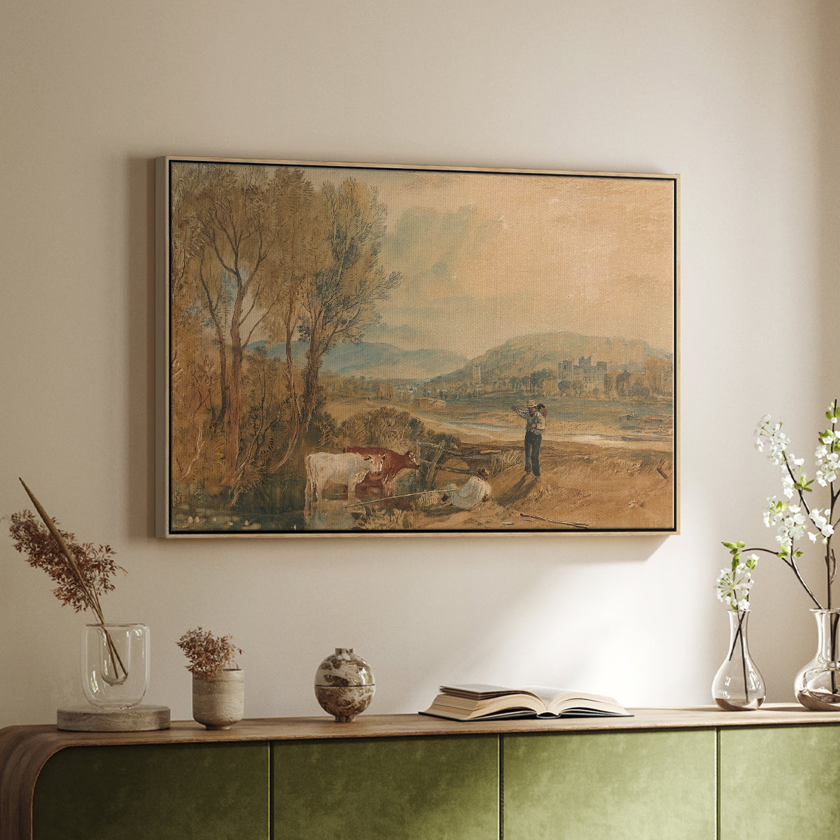 Lulworth Castle, Dorset, c. 1820 - Floater Framed Canvas Print
