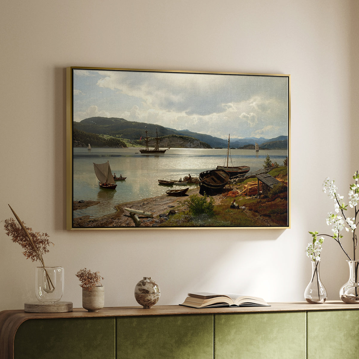 By the Water, 1876 - Floater Framed Canvas Print