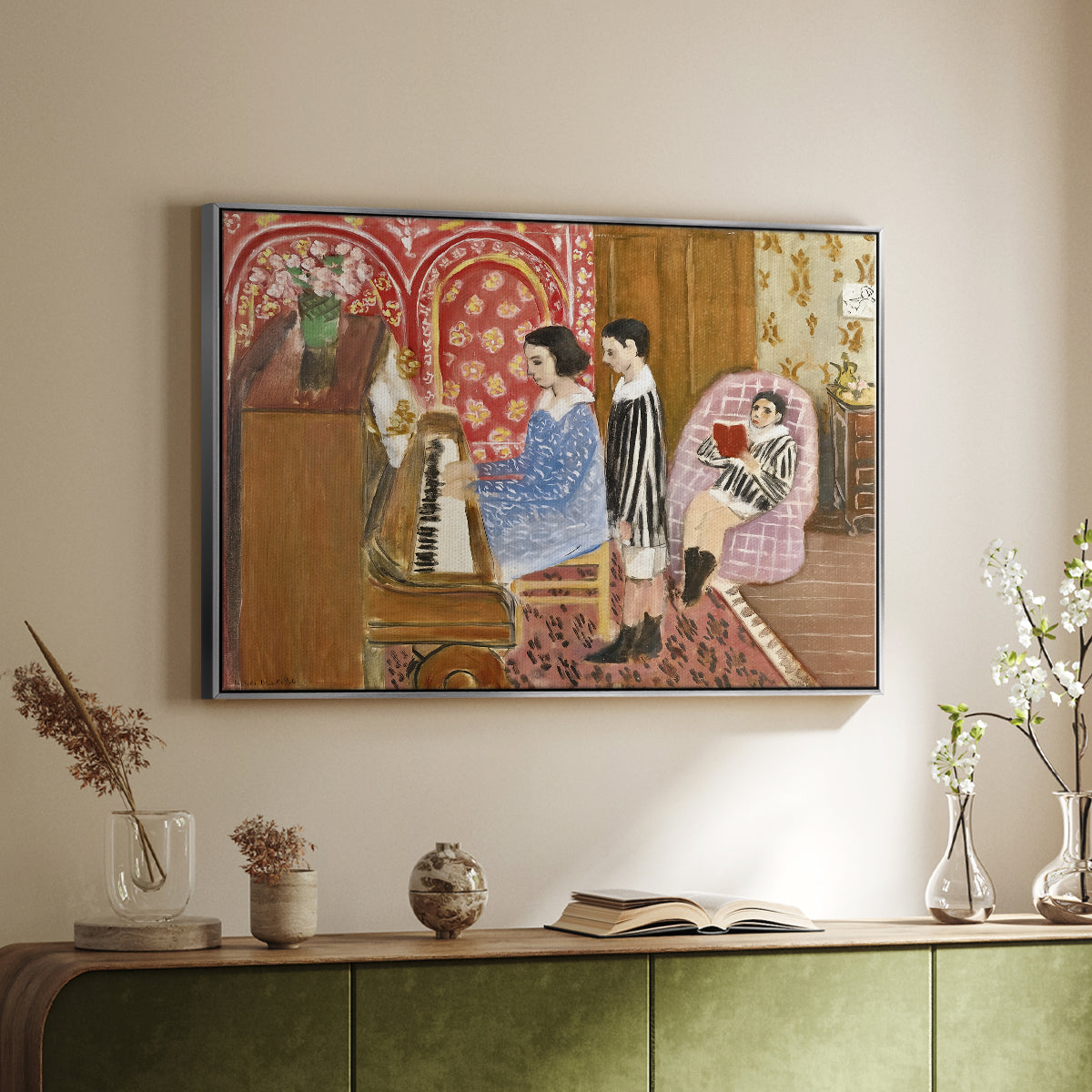 The Piano Lesson, 1923 - Floater Framed Canvas Print