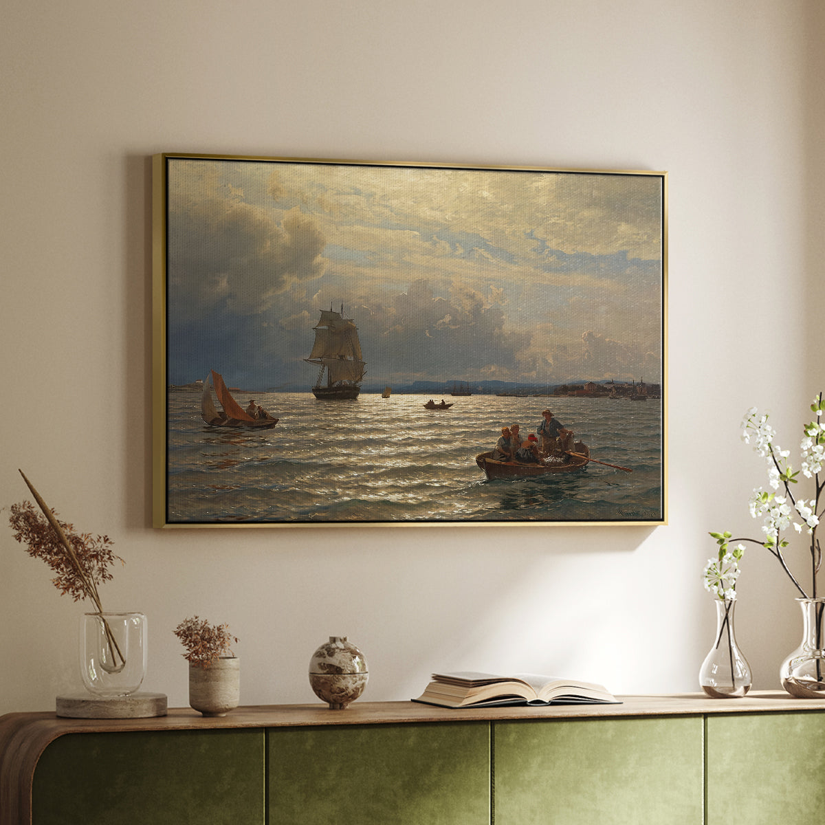 From the Inlet of Oslo, 1874 - Floater Framed Canvas Print