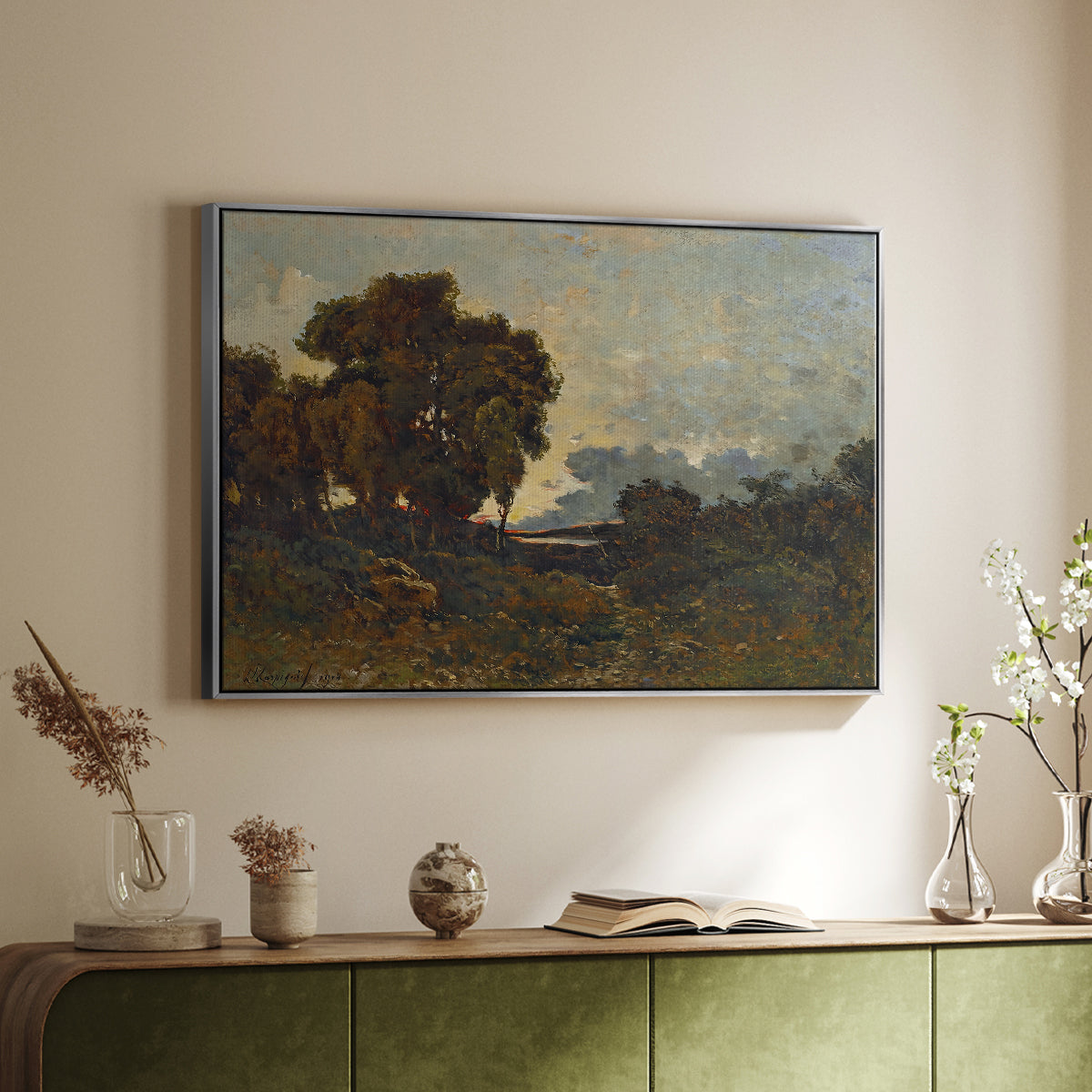 Sunset on the Allier (Soleil couchant sur l'Allier), 1904 - Floater Framed Canvas Print