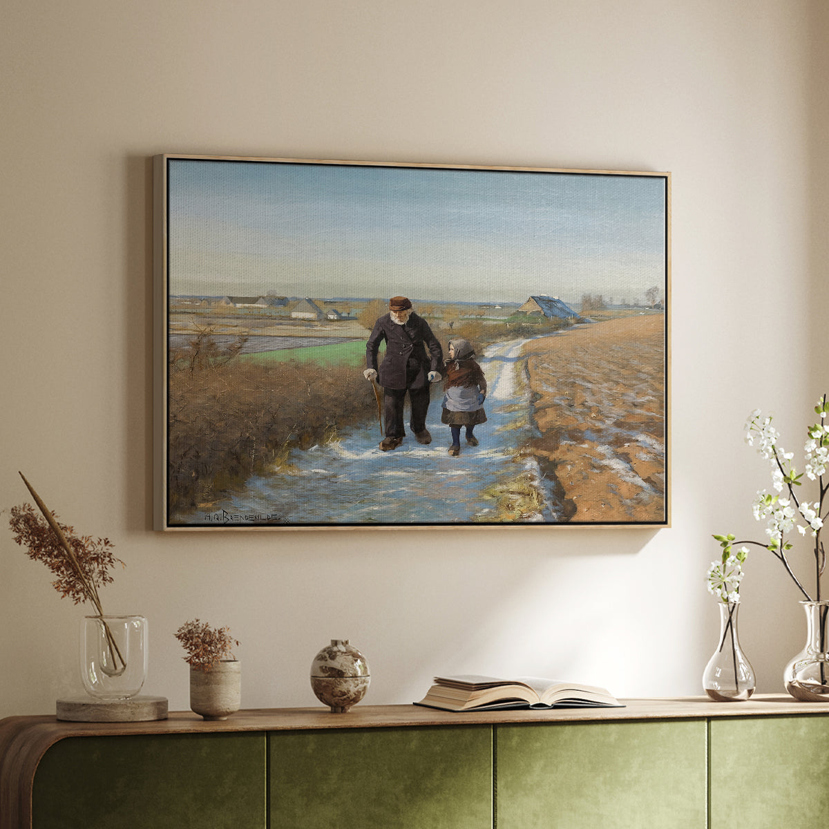The Old Man and the Child, 1888 - Floater Framed Canvas Print
