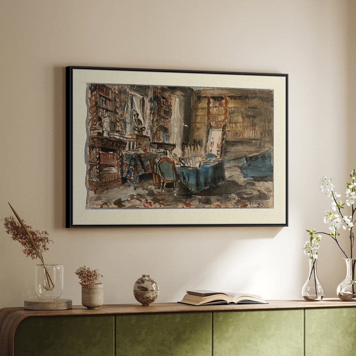 Cabinet de Flaubert à Croisset, 1874 - Floater Framed Canvas Print