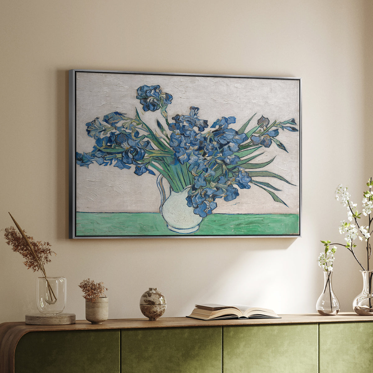 Irises, 1890 - Floater Framed Canvas Print