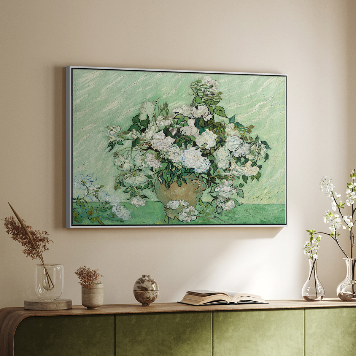 Roses, 1890 - Floater Framed Canvas Print