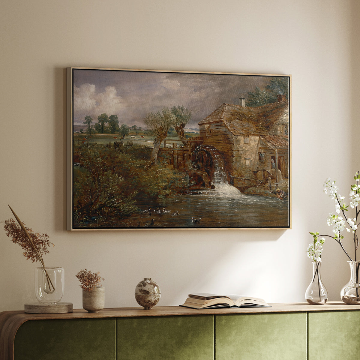 Parham Mill, Gillingham, 1826 - Floater Framed Canvas Print