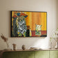 Woman Yelling at a Cat Meme (Picasso Parody) - Floater Framed Canvas Print