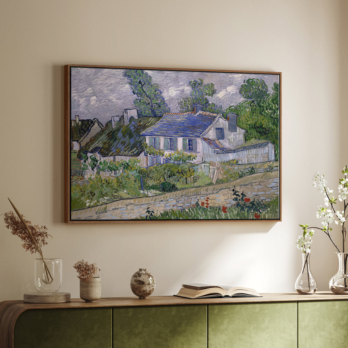 Houses in Auvers, 1890 - Floater Framed Canvas Print