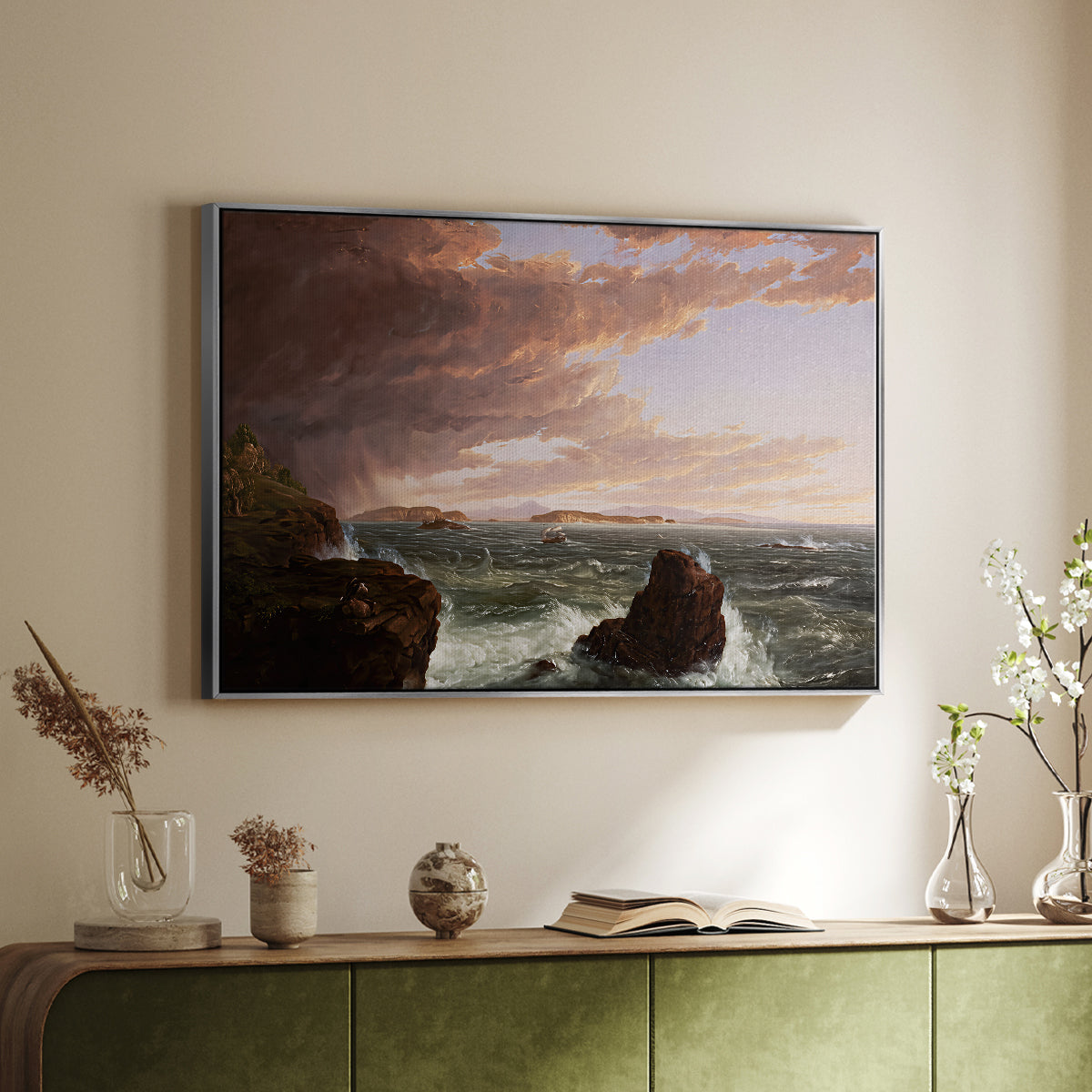 Views Across Frenchman's Bay from Mt. Desert Island, After a Squall, 1845 - Floater Framed Canvas Print