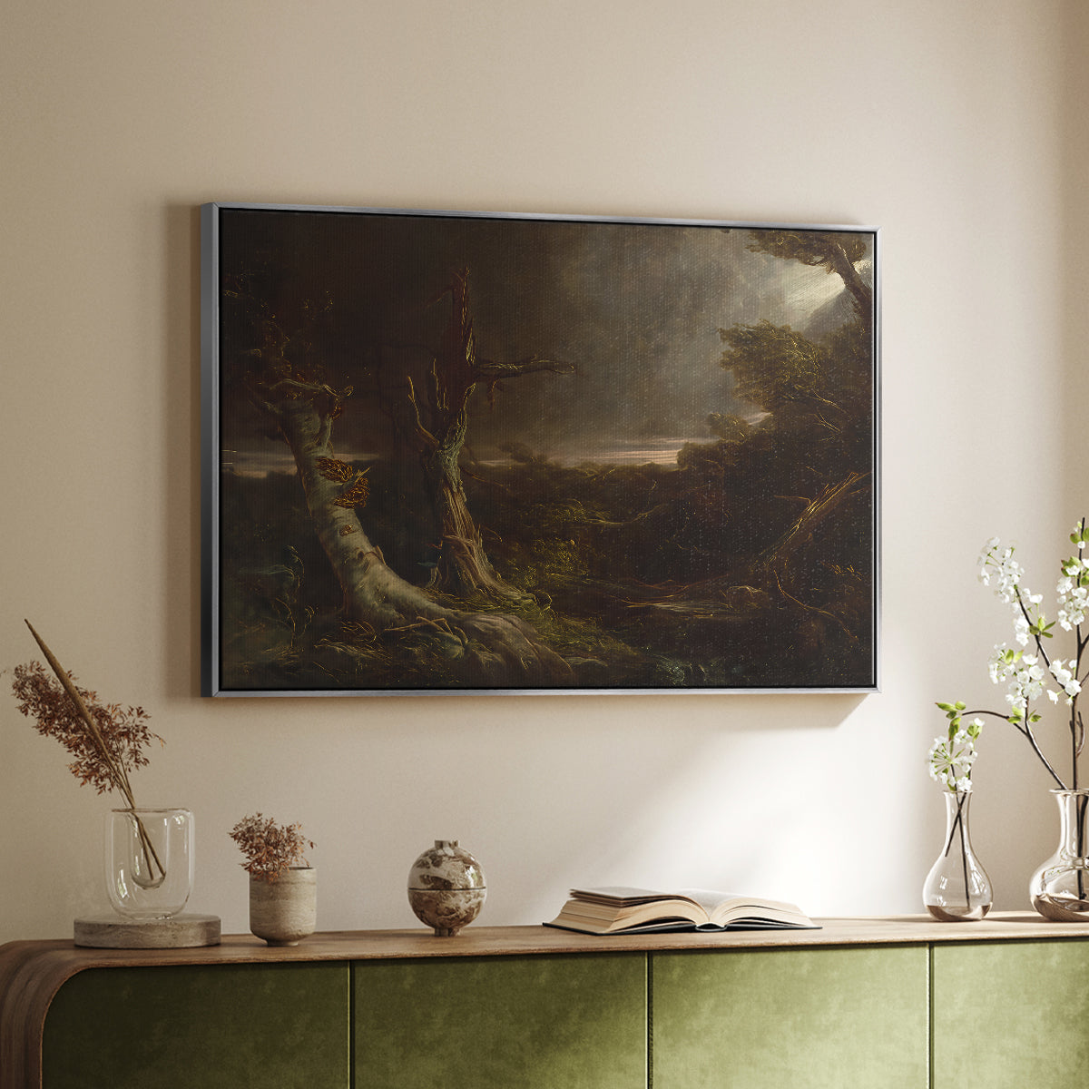Tornado in an American Forest, 1835 - Floater Framed Canvas Print