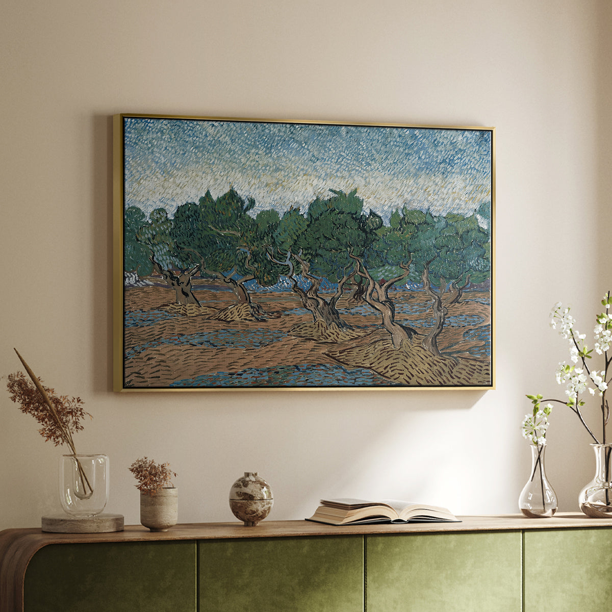 Olive Trees, 1889 - Floater Framed Canvas Print