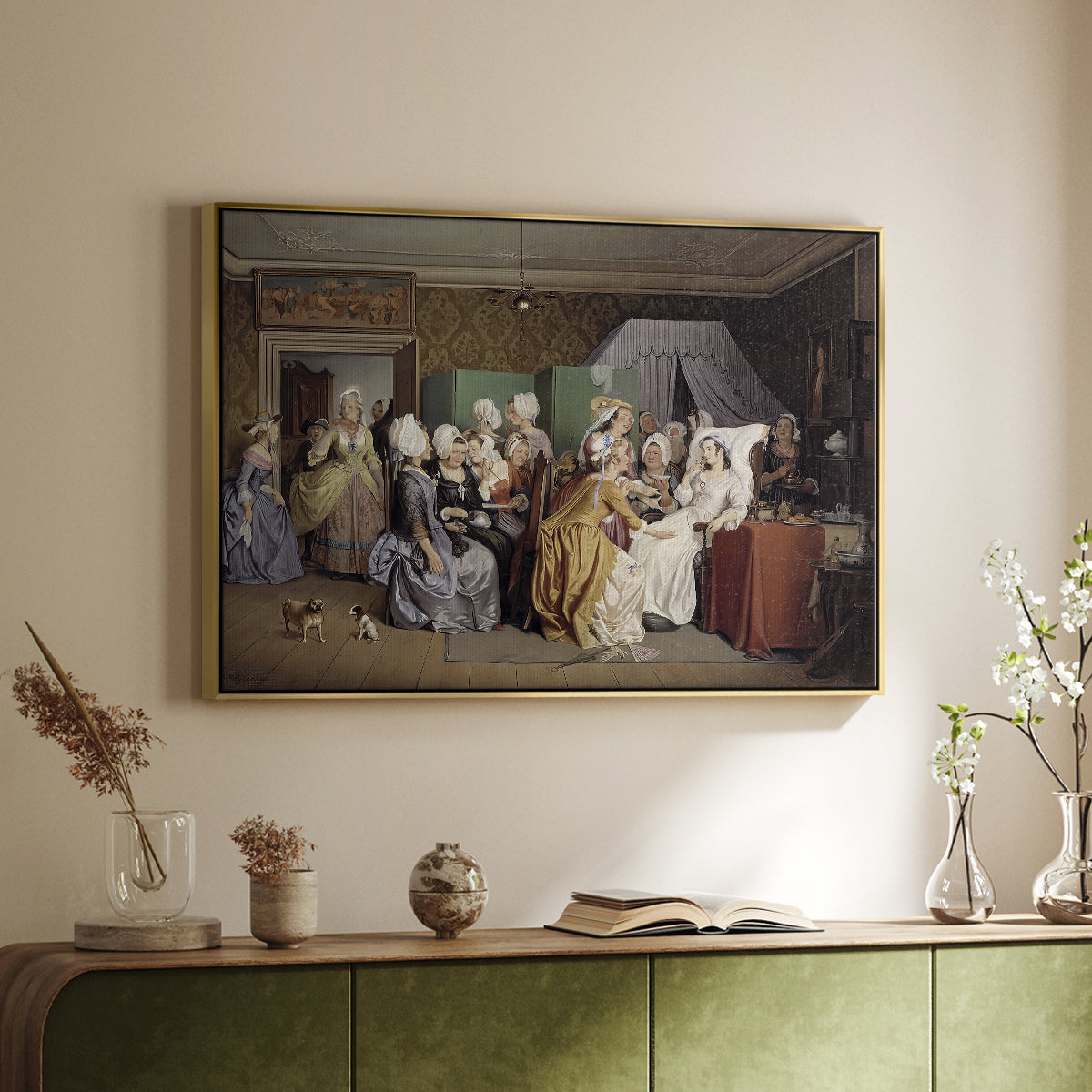 The Maternity Room (Scene from "Barselstuen"), 1845 - Floater Framed Canvas Print