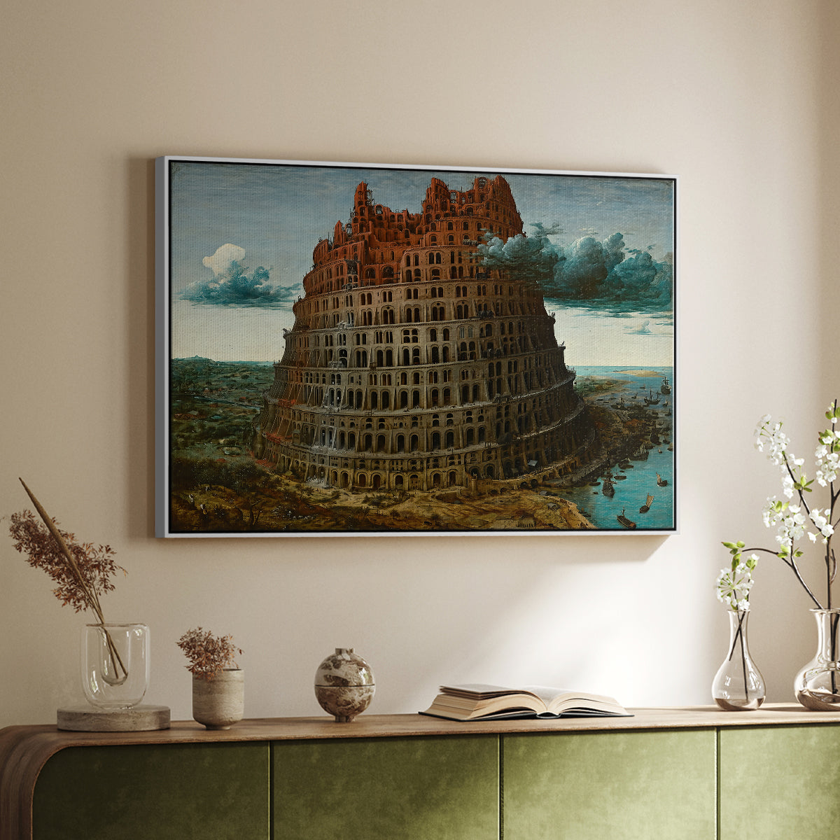 The Tower of Babel, c. 1568 - Floater Framed Canvas Print