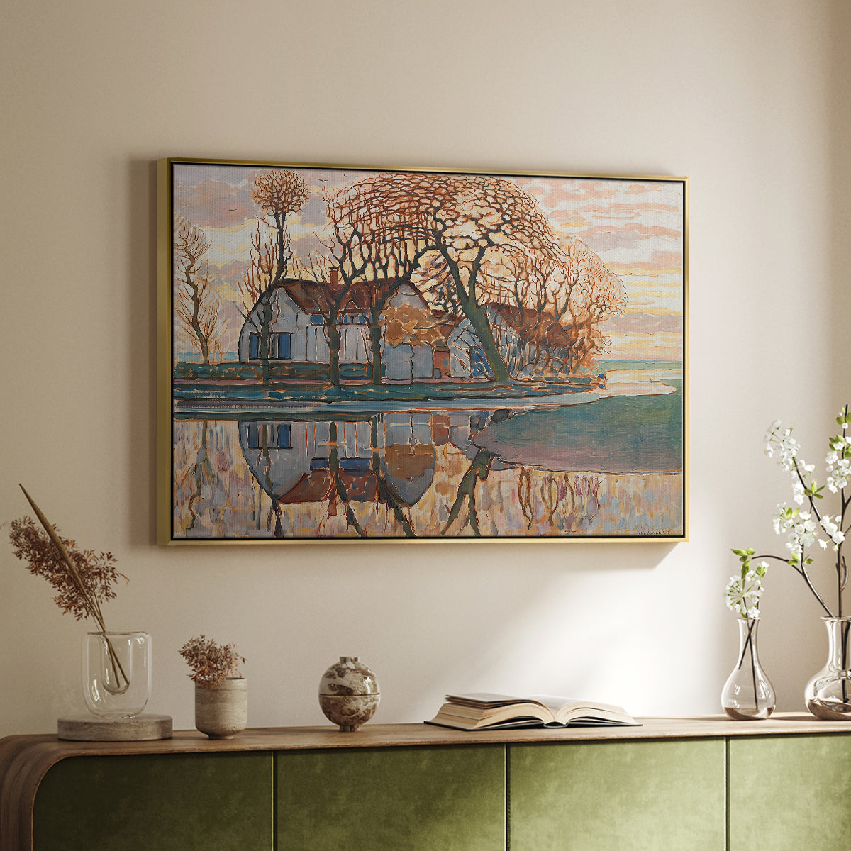 Farm near Duivendrecht, c. 1916 - Floater Framed Canvas Print