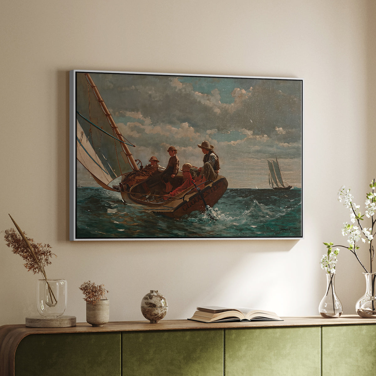 Breezing Up (A Fair Wind), 1873-1876 - Floater Framed Canvas Print