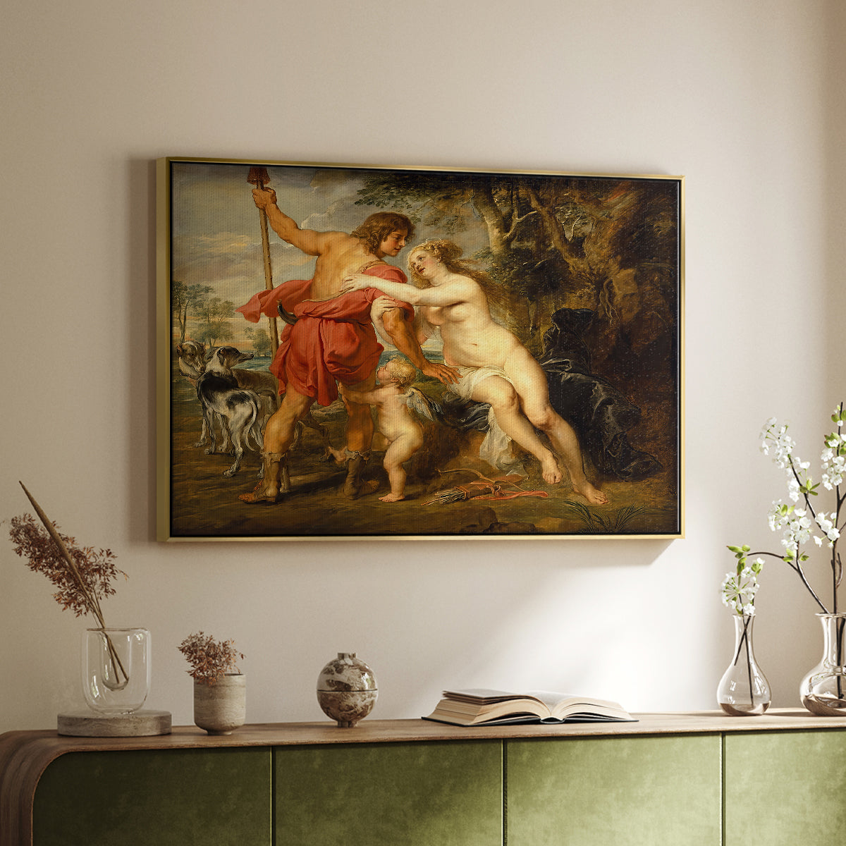 Venus and Adonis, c. 1635 - Floater Framed Canvas Print