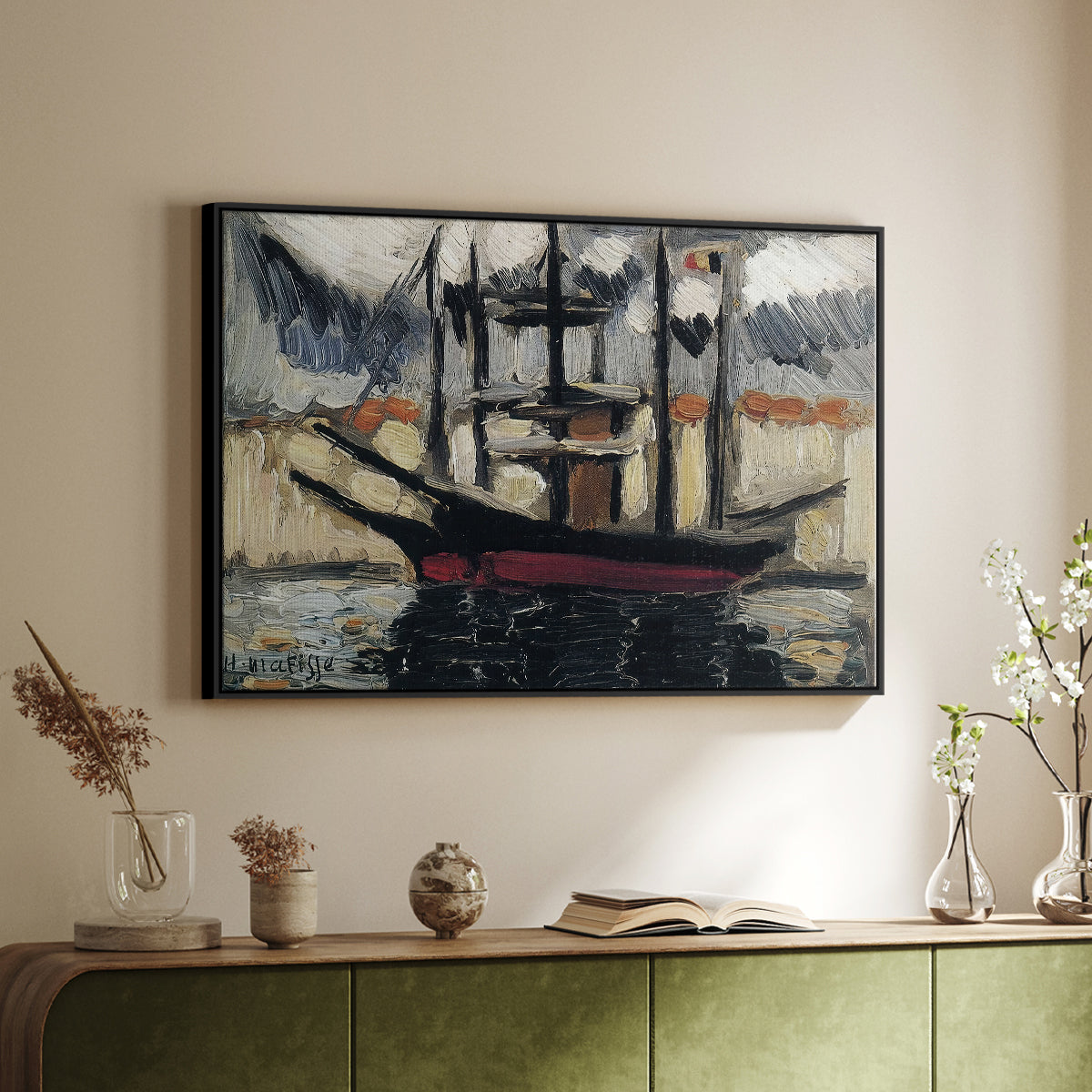 Two Boats Side by Side, Port of Marseilles, c. 1916 - Floater Framed Canvas Print